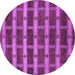 Round Abstract Purple Contemporary Rug, con381pur