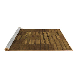 Sideview of Machine Washable Abstract Brown Contemporary Rug, wshcon382brn