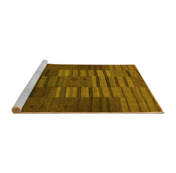 Sideview of Machine Washable Abstract Yellow Contemporary Rug, wshcon382yw