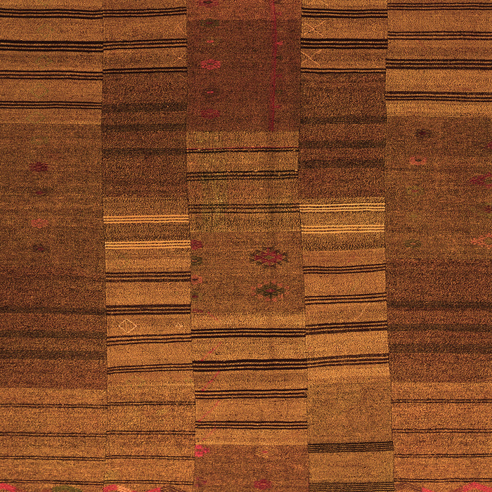 Round Machine Washable Abstract Orange Contemporary Area Rugs, wshcon382org