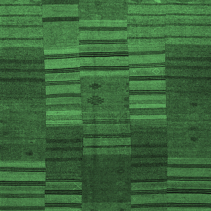 Square Machine Washable Abstract Emerald Green Contemporary Area Rugs, wshcon382emgrn