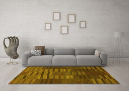 Machine Washable Abstract Yellow Contemporary Rug in a Living Room, wshcon382yw