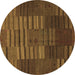 Round Abstract Brown Contemporary Rug, con382brn