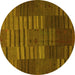 Round Abstract Yellow Contemporary Rug, con382yw