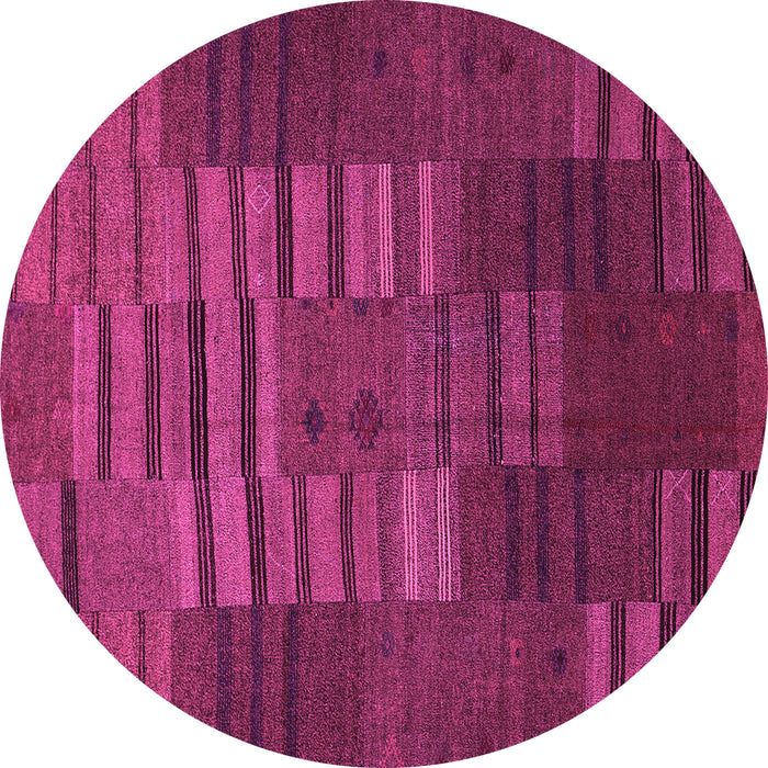 Round Machine Washable Abstract Pink Contemporary Rug, wshcon382pnk