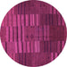 Round Machine Washable Abstract Pink Contemporary Rug, wshcon382pnk