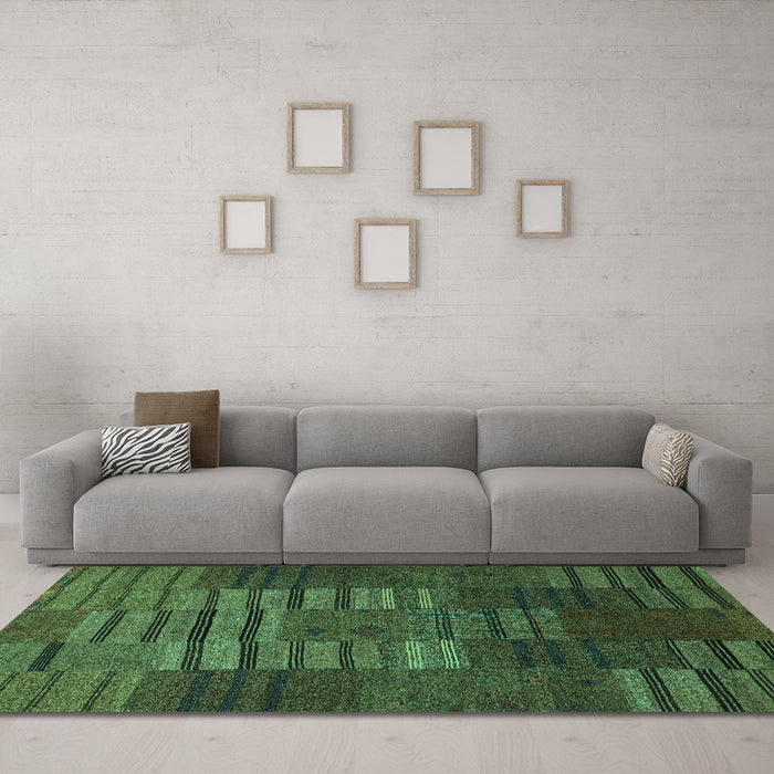 Machine Washable Abstract Turquoise Contemporary Area Rugs in a Living Room,, wshcon382turq