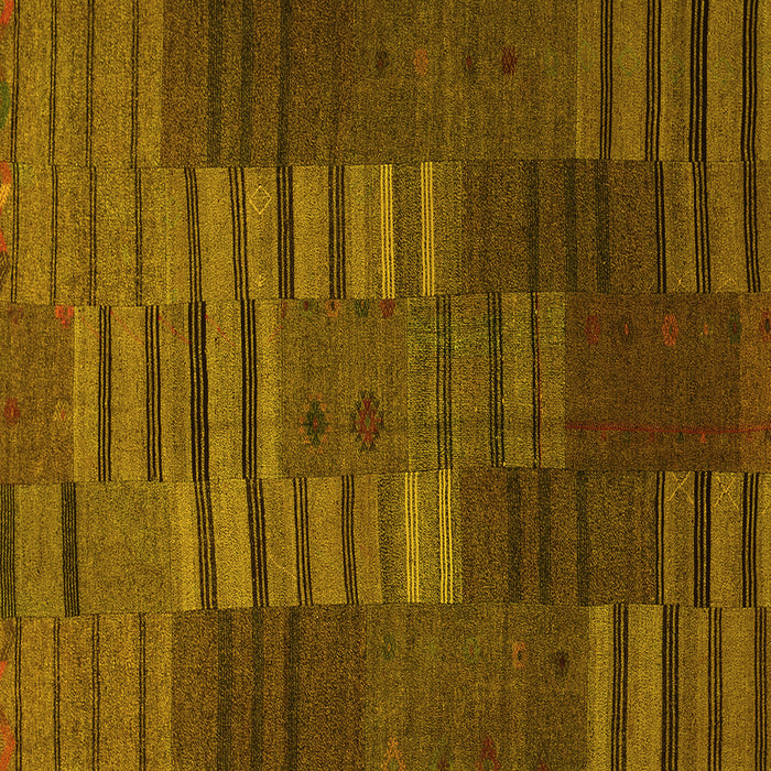 Square Machine Washable Abstract Yellow Contemporary Rug, wshcon382yw