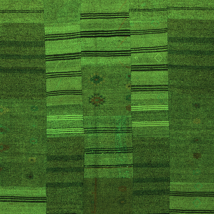 Serging Thickness of Machine Washable Abstract Green Contemporary Area Rugs, wshcon382grn
