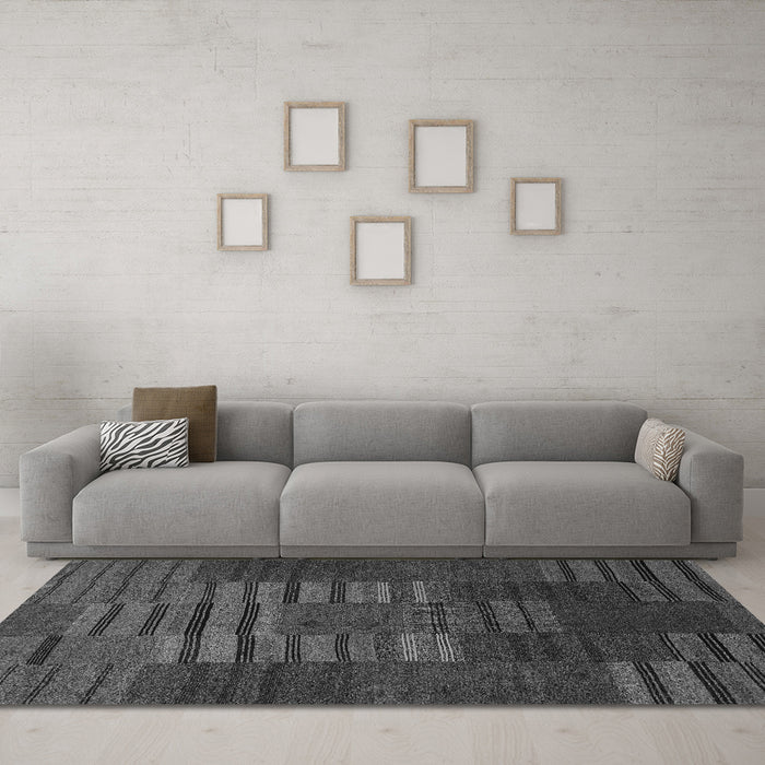 Machine Washable Abstract Gray Contemporary Rug in a Living Room,, wshcon382gry