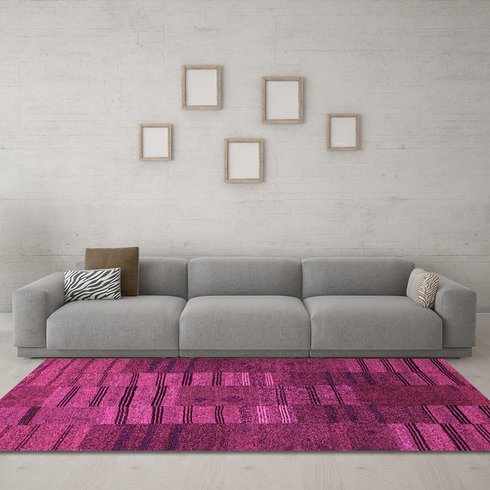 Machine Washable Abstract Pink Contemporary Rug in a Living Room, wshcon382pnk