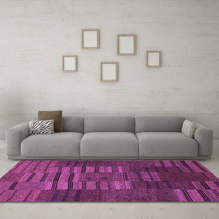 Machine Washable Abstract Purple Contemporary Area Rugs in a Living Room, wshcon382pur