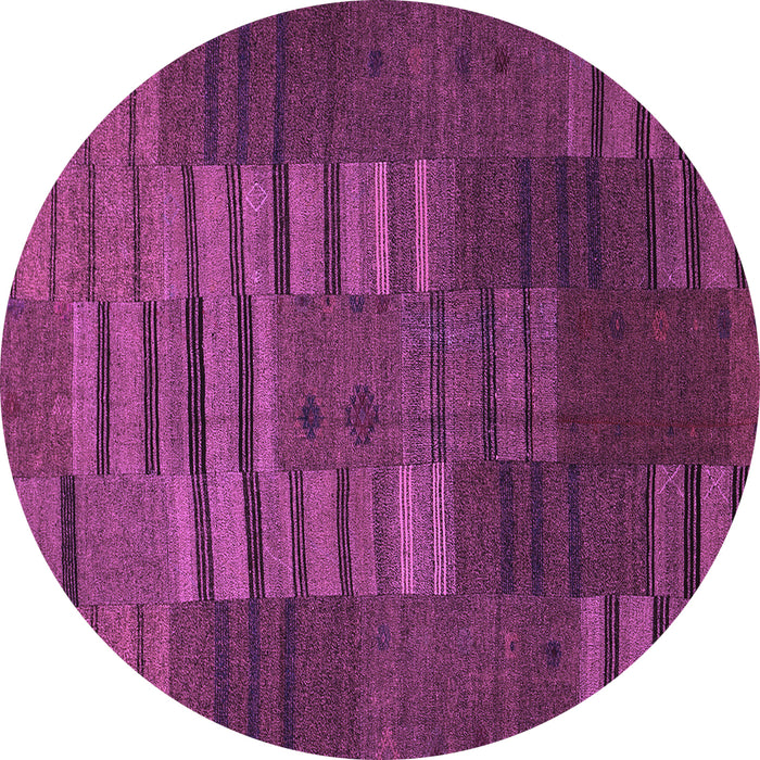 Round Machine Washable Abstract Purple Contemporary Area Rugs, wshcon382pur