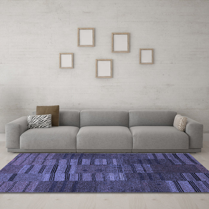 Machine Washable Abstract Blue Contemporary Rug in a Living Room, wshcon382blu