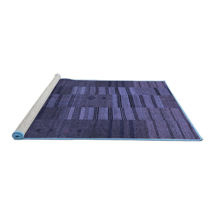 Sideview of Machine Washable Abstract Blue Contemporary Rug, wshcon382blu