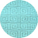 Round Abstract Light Blue Contemporary Rug, con383lblu