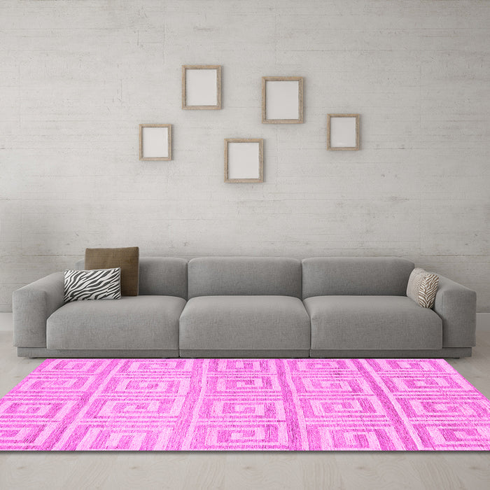 Machine Washable Abstract Pink Contemporary Rug in a Living Room, wshcon383pnk