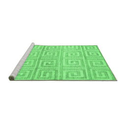 Sideview of Machine Washable Abstract Emerald Green Contemporary Area Rugs, wshcon383emgrn