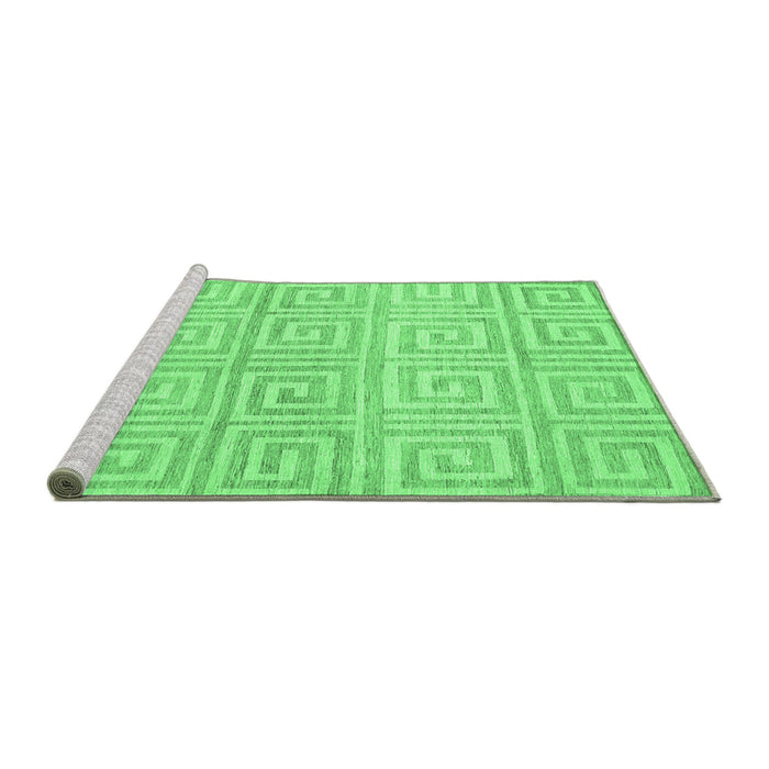 Sideview of Machine Washable Abstract Emerald Green Contemporary Area Rugs, wshcon383emgrn