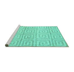 Sideview of Machine Washable Abstract Turquoise Contemporary Area Rugs, wshcon383turq