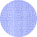 Round Abstract Blue Contemporary Rug, con383blu