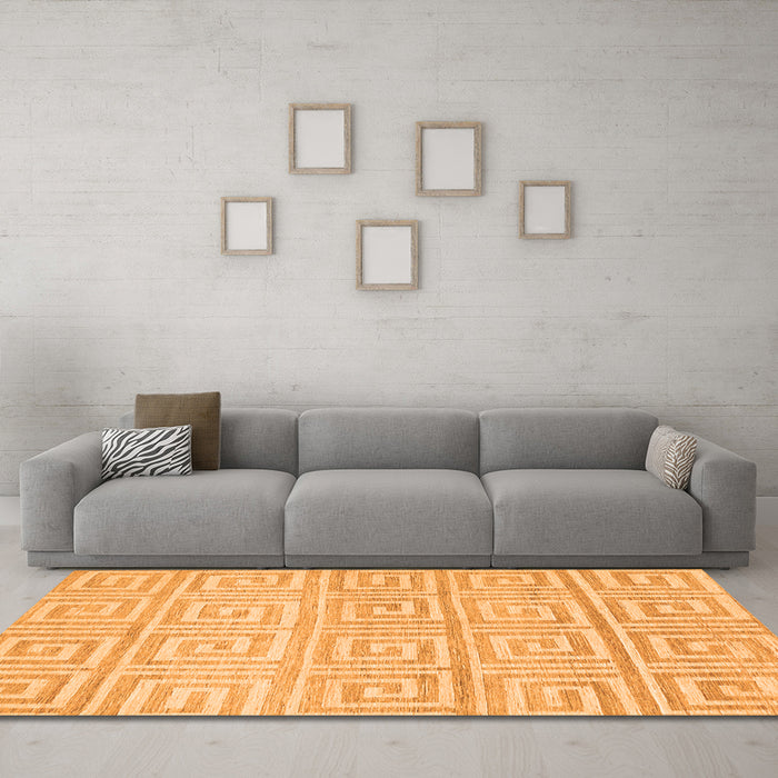 Machine Washable Abstract Orange Contemporary Area Rugs in a Living Room, wshcon383org