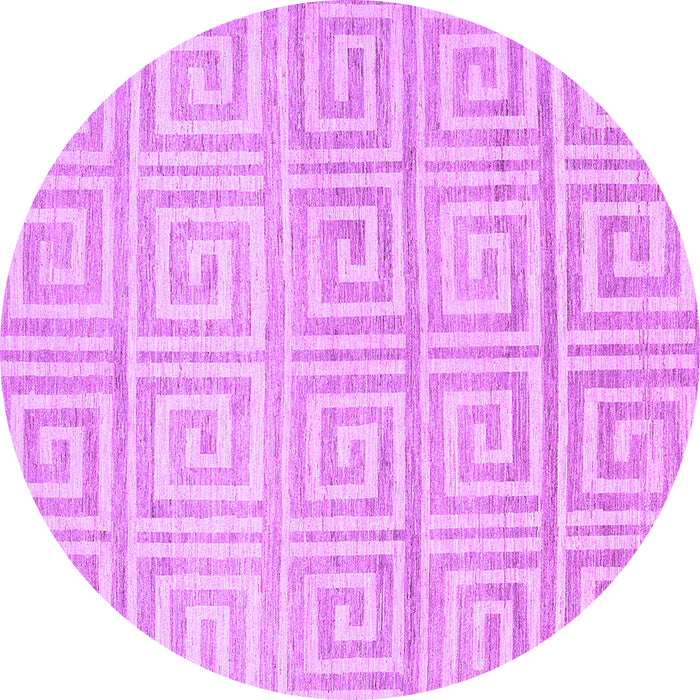 Round Machine Washable Abstract Purple Contemporary Area Rugs, wshcon383pur