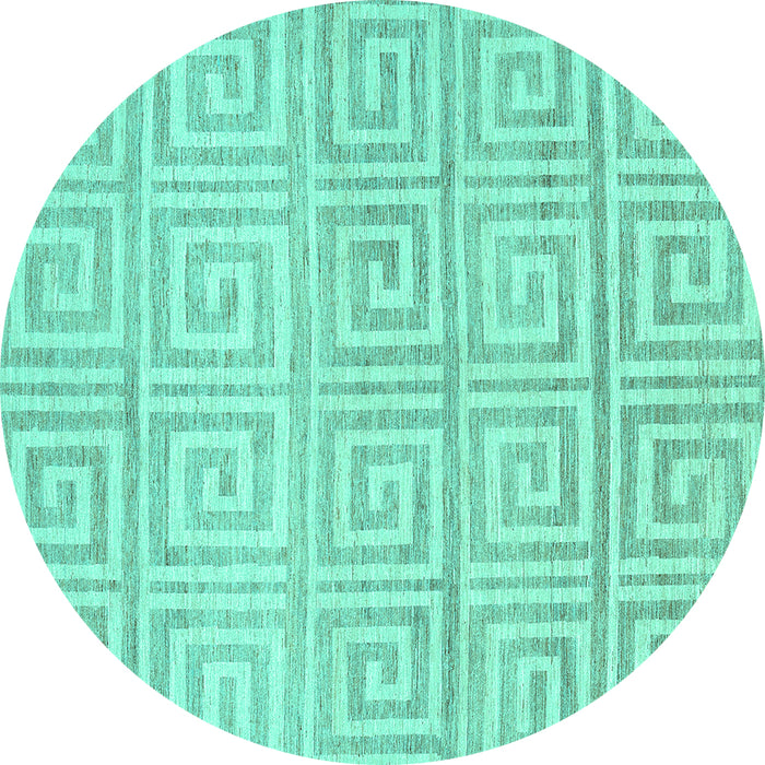 Round Abstract Turquoise Contemporary Rug, con383turq