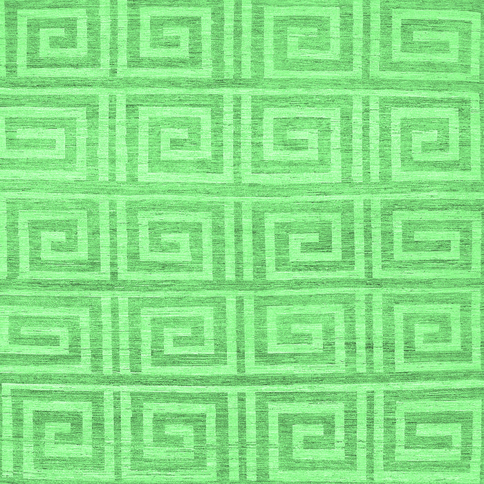 Square Machine Washable Abstract Emerald Green Contemporary Area Rugs, wshcon383emgrn