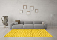 Machine Washable Abstract Yellow Contemporary Rug, wshcon383yw