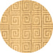 Round Abstract Brown Contemporary Rug, con383brn