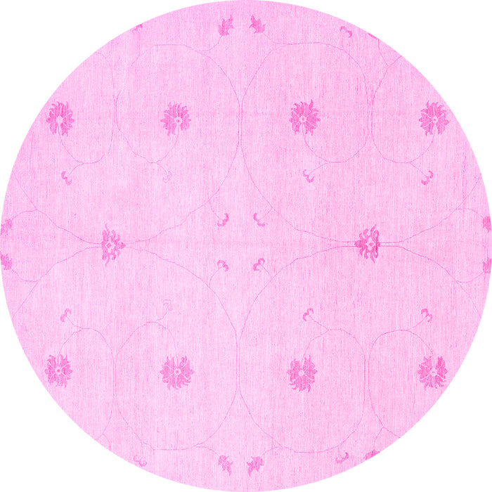 Round Solid Pink Modern Rug, con384pnk