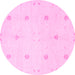 Round Solid Pink Modern Rug, con384pnk