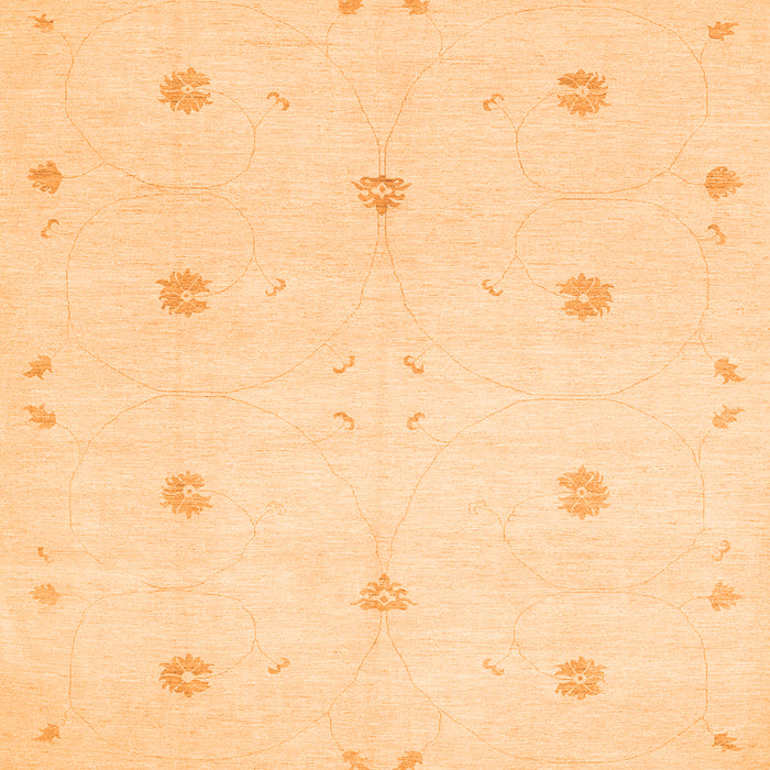 Round Machine Washable Solid Orange Modern Area Rugs, wshcon384org