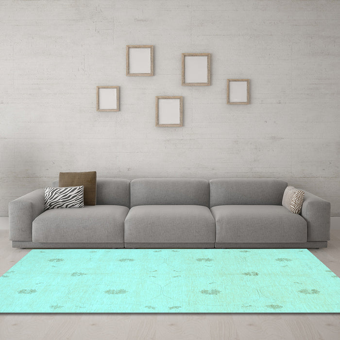 Machine Washable Solid Light Blue Modern Rug in a Living Room, wshcon384lblu
