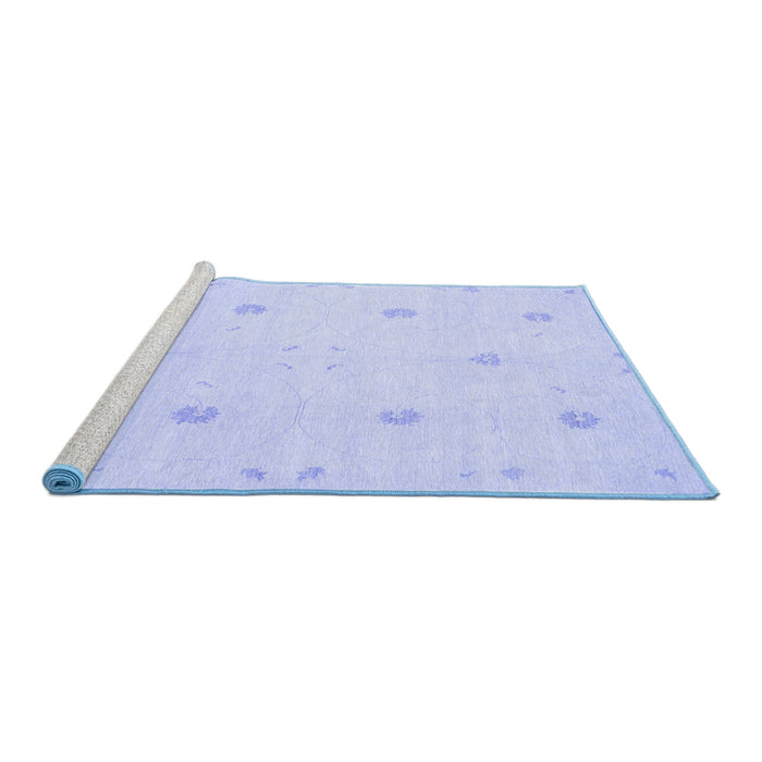 Sideview of Machine Washable Solid Blue Modern Rug, wshcon384blu