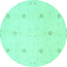 Round Solid Turquoise Modern Rug, con384turq