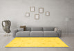 Machine Washable Solid Yellow Modern Rug in a Living Room, wshcon384yw