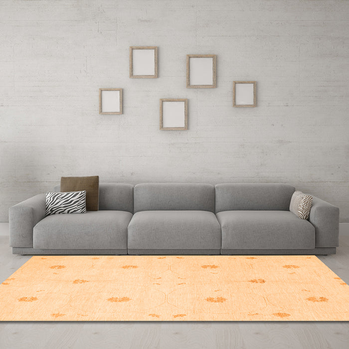 Machine Washable Solid Orange Modern Area Rugs in a Living Room, wshcon384org