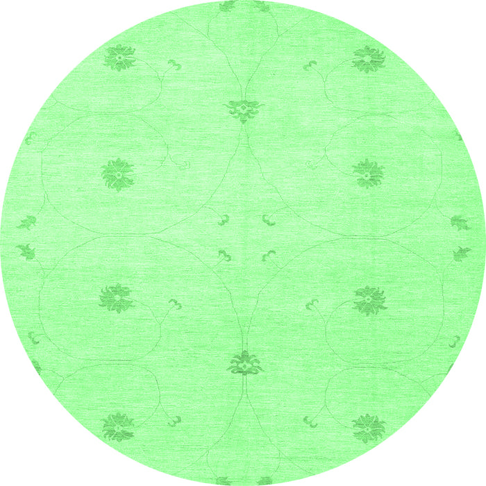 Round Machine Washable Solid Emerald Green Modern Area Rugs, wshcon384emgrn
