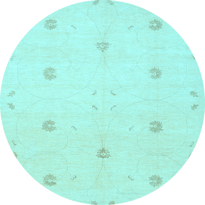 Round Solid Light Blue Modern Rug, con384lblu