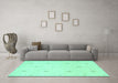 Machine Washable Solid Turquoise Modern Area Rugs in a Living Room,, wshcon384turq