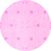Round Machine Washable Solid Pink Modern Rug, wshcon384pnk