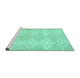 Sideview of Machine Washable Solid Turquoise Modern Area Rugs, wshcon385turq