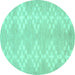 Round Machine Washable Solid Turquoise Modern Area Rugs, wshcon385turq