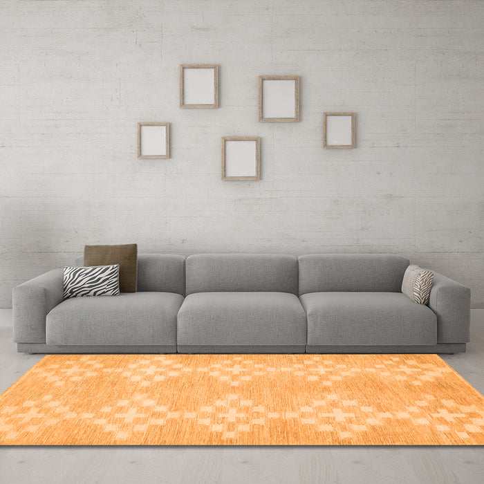 Machine Washable Solid Orange Modern Area Rugs in a Living Room, wshcon385org