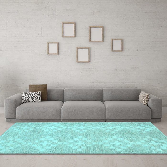 Machine Washable Solid Light Blue Modern Rug in a Living Room, wshcon385lblu