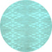 Round Machine Washable Solid Light Blue Modern Rug, wshcon385lblu