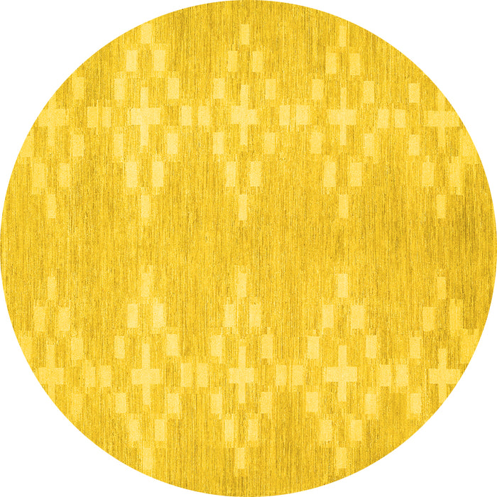 Round Machine Washable Solid Yellow Modern Rug, wshcon385yw