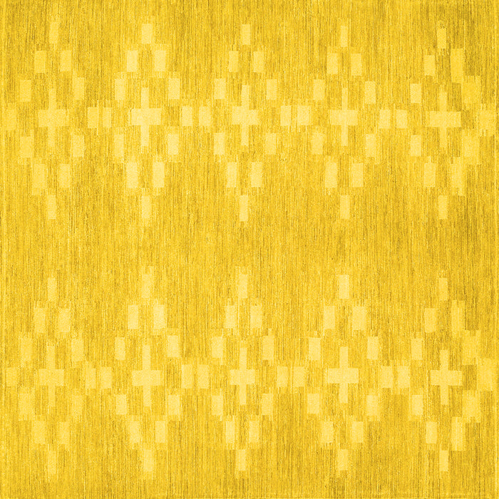 Square Machine Washable Solid Yellow Modern Rug, wshcon385yw